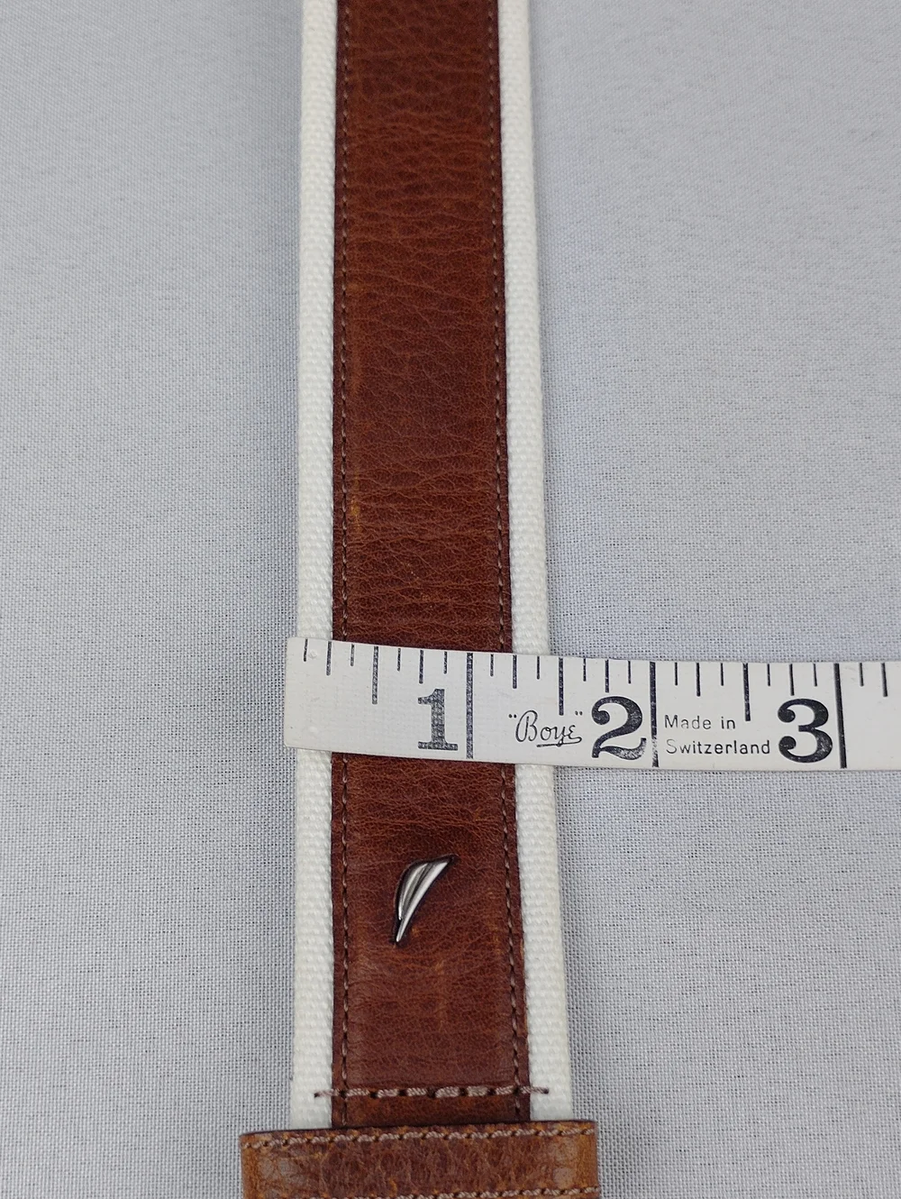 Nautica Brown Leather And Canvas Belt.